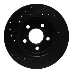 Chrysler Town & Country Brake Rotor (1) - Front Right - R1 Concepts - Drilled & Slotted - Black - `96-`00